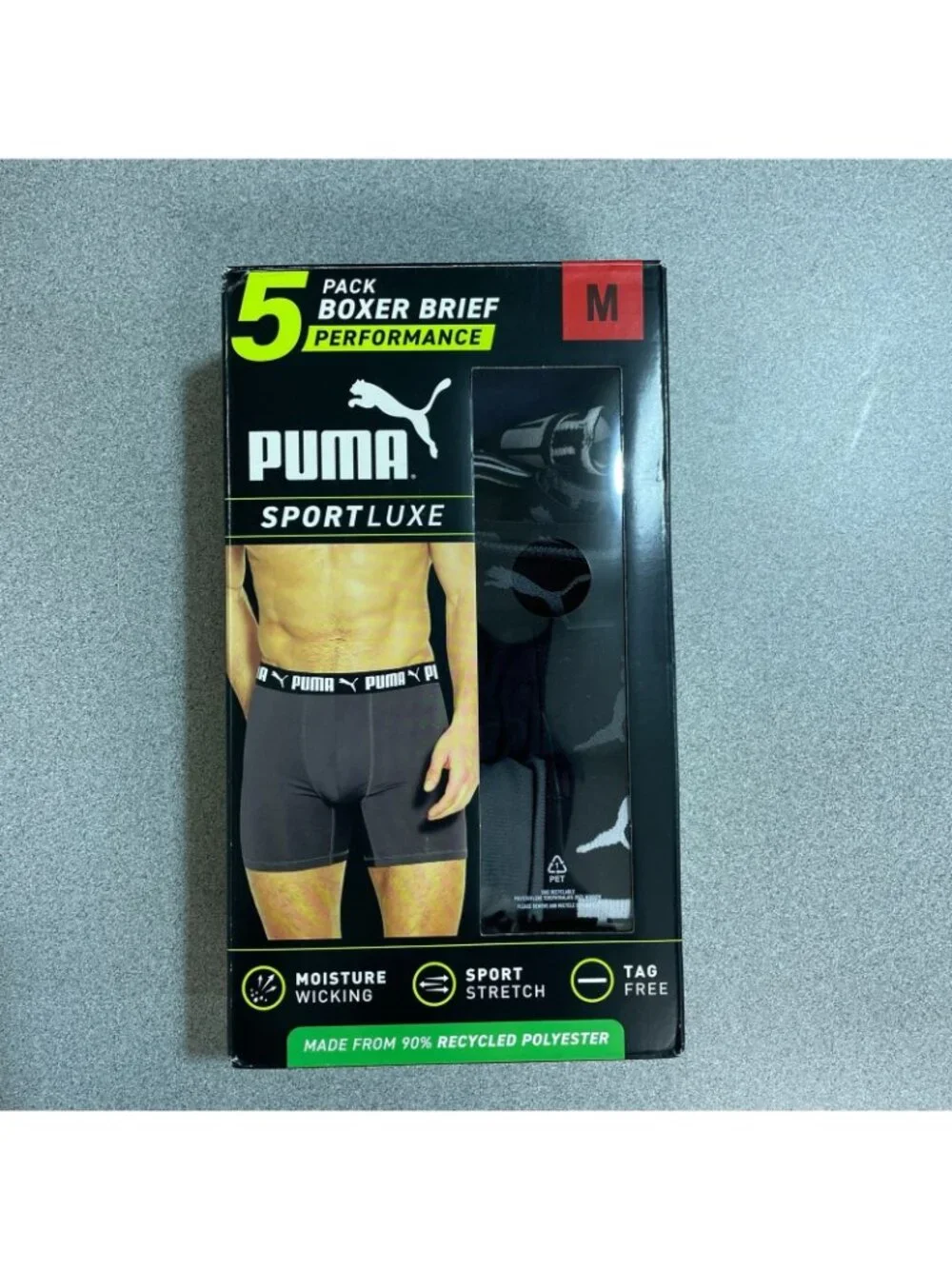 NWT Puma Sportluxe Men's M 5-Pack Boxer Briefs Performance Moisture i2249